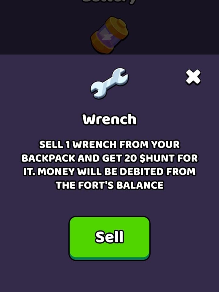 Message when selling item in the fort