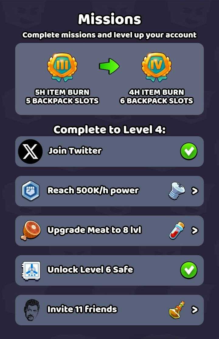 Missions in level 3