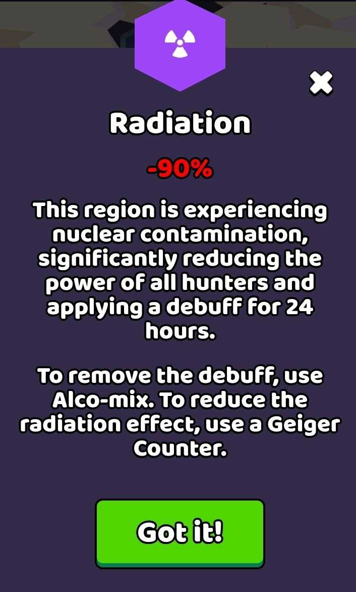 Radiation environment handicap