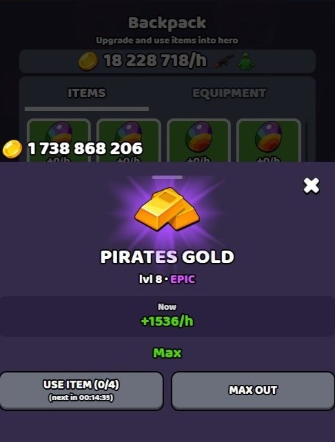 Example of successful upgrade in level 8